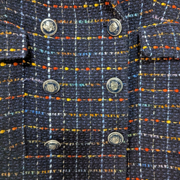 Veronica Beard Rumer Dickey Jacket Blue Tweed Double Breasted Size 8 Preowned - Picture 6 of 12